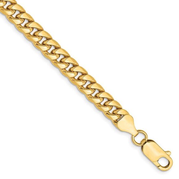 6mm 14k Yellow Gold Cuban Curb Chain Bracelet 7 Inch